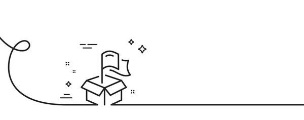 Flagglinjerikonen Kontinuerlig Linje Med Curl Leveransplats Förpackningens Destinationssymbol Leveransplats Enda — Stock vektor