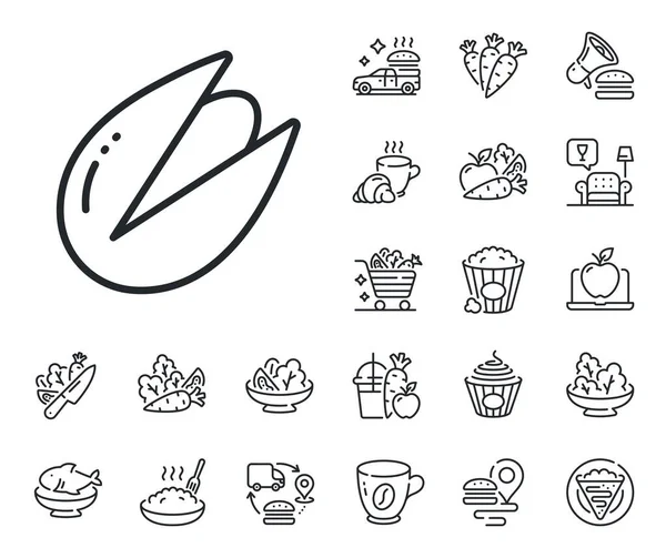 Tasty Nuts Sign Crepe Sweet Popcorn Salad Outline Icons Pistachio — Stock Vector