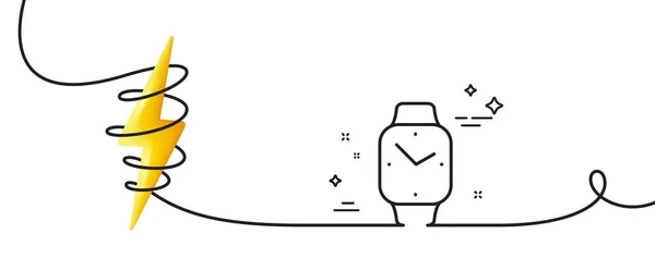 Digital Tidslinje Ikon Kontinuerlig Linje Med Curl Klocka Tecken Smartwatch — Stock vektor
