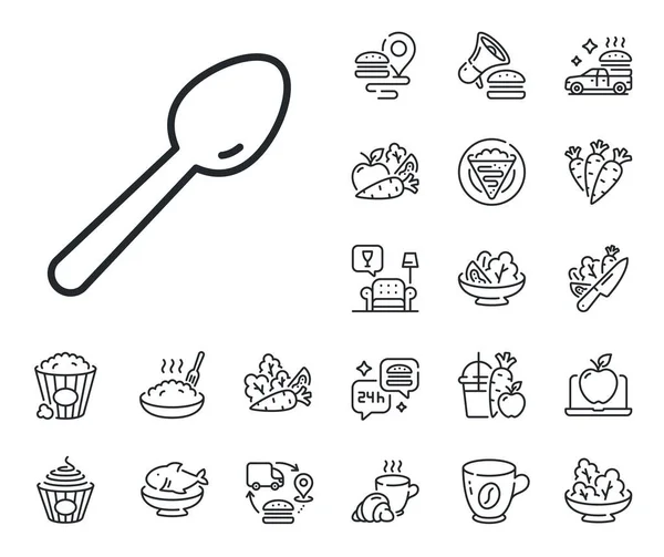 Kitchen Cutlery Sign Crepe Sweet Popcorn Salad Outline Icons Spoon — Stock Vector