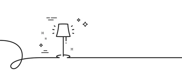 Ikona Linii Lampy Stojącej Ciągła Linia Lokami Znaki Świetlne Wnętrze — Wektor stockowy