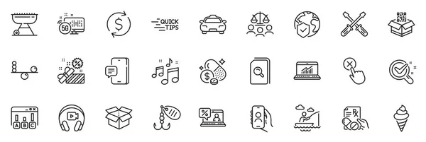 Icons Pack Survey Results Headphones Open Box Line Icons App — Stock Vector