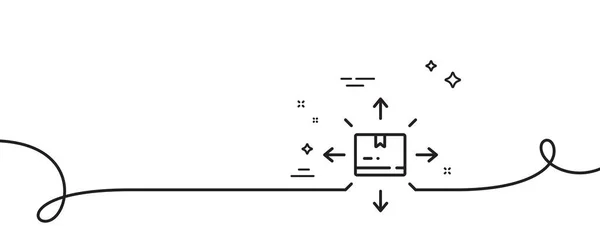 Icône Ligne Boîte Carton Continu Une Ligne Avec Boucle Panneau — Image vectorielle
