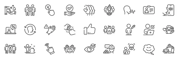 Symbole Wie Handschuhe Verwenden Online Steuer Und Clown Linie Symbole — Stockvektor