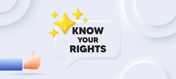 Know Your Rights Message Neumorphic Background Chat Speech Bubble Demonstration — Stock Vector