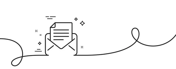 メール対応ラインアイコン カール付きの連続1行 メッセージ記号を読む 電子メールのシンボル メール対応シングルアウトラインリボン ループカーブパターン ベクトル — ストックベクタ