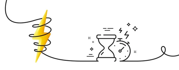 Значок Линии Таймера Часов Непрерывная Одна Линия Кудряшками Временной Знак — стоковый вектор