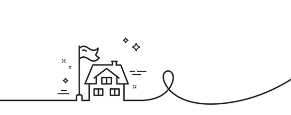 Ikona Linii Budynku Ciągła Linia Lokami Znak Architektury Domu Symbol — Wektor stockowy