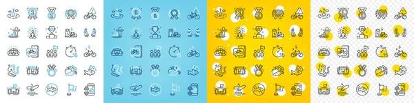 Vector Icons Set Bike App Bike Winner Line Icons Pack — Stock Vector