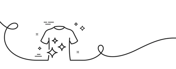 干净的T恤线图标 连续一行与卷曲 洗衣店的标志衣服清洁剂的标志 干净的T恤单带轮廓 循环曲线模式 — 图库矢量图片