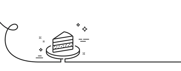 Значок Линии Торта Непрерывная Одна Линия Кудряшками Симпатичный Десертный Знак — стоковый вектор