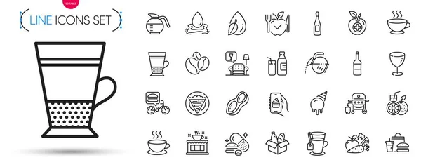Pack Overeating Pills Vegetables Ice Cream Line Icons Include Crepe — Stock Vector