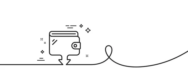 钱包线图标 连续一行与卷曲 发送钱袋标志 现金预算符号 钱包单轮廓丝带 循环曲线模式 — 图库矢量图片
