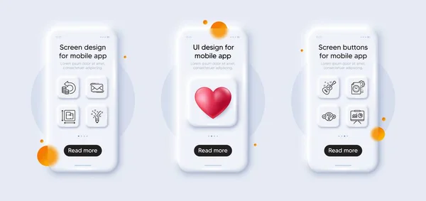 Kat Planı Sunum Ilham Çizgisi Simgeleri Paketi Kalpli Telefon Modelleri — Stok Vektör
