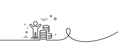 Bütçe kâr tablosu. Kıvrımlı tek bir çizgi. Para kazanma işareti. Yatırım sembolü. Bütçe kârı tek ana hatlı kurdele. Döngü eğrisi modeli. Vektör