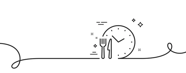 Εικόνα Χρονογραμμής Φαγητού Συνεχής Μία Γραμμή Μπούκλα Σημάδι Ρολογιού Παραγγελίας — Διανυσματικό Αρχείο