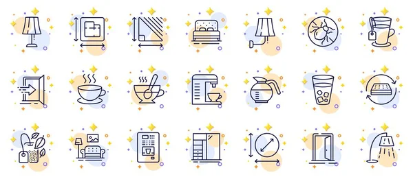 Outline Set Cupboard Table Lamp Circle Area Line Icons Web — Stock Vector