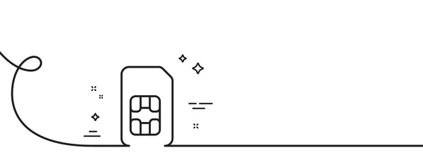 Sim Karten Zeilensymbol Kontinuierlich Eine Linie Mit Locke Handy Datenzeichen — Stockvektor