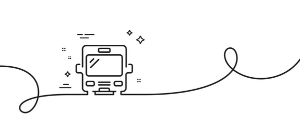 公交线路图标 连续一行与卷曲 交通标志 旅游或公共交通工具的标志 总线单一轮廓带 循环曲线模式 — 图库矢量图片