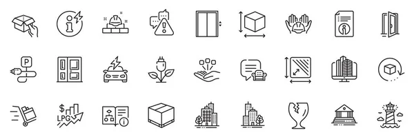 Icons Pack Square Area Construction Bricks Open Door Line App — стоковый вектор