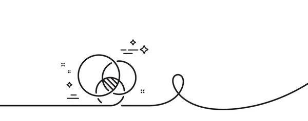 オイラーダイアグラムラインアイコン カール付きの連続1行 ユーラシアの円記号 関係図記号 オイラー図1つのアウトラインリボン ループカーブパターン ベクトル — ストックベクタ