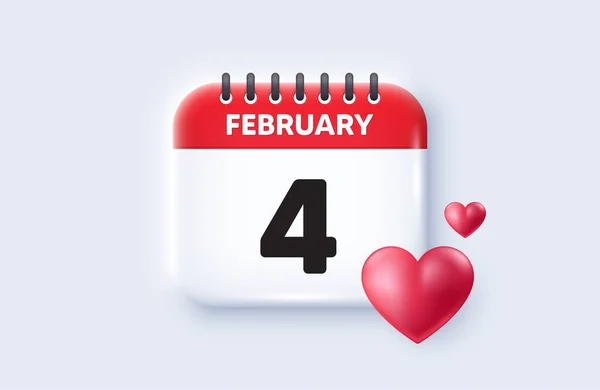 月のアイコンの4日目 カレンダー日付3Dアイコン 予定日 約束の時間だ 2月の4日 カレンダーイベントリマインダーの日付 ベクトル — ストックベクタ