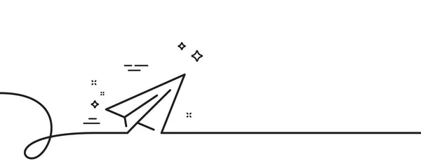 Иконка Линии Плоскости Бумаги Непрерывная Одна Линия Кудряшками Вывеска Авиатранспортом — стоковый вектор