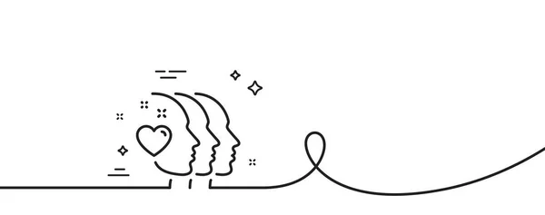 朋友情侣线图标 连续一行与卷曲 友谊的标志 援助企业的标志 朋友们结成了一条轮廓带 循环曲线模式 — 图库矢量图片