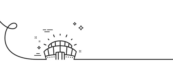 体育场线图标 连续一行与卷曲 竞技场的标志 运动综合体符号 体育场馆单轮廓彩带 循环曲线模式 — 图库矢量图片