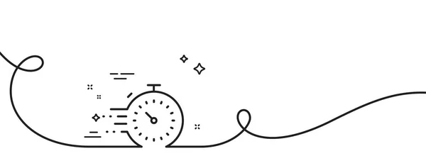 定时器线图标 连续一行与卷曲 时间管理标志 秒表符号 较短的单一轮廓带 循环曲线模式 — 图库矢量图片