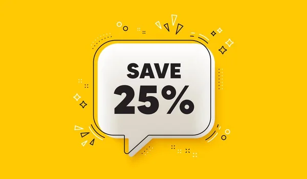 Sparen Sie Prozent Rabatt Sprechblase Gelbes Banner Verkauf Discount Angebot — Stockvektor