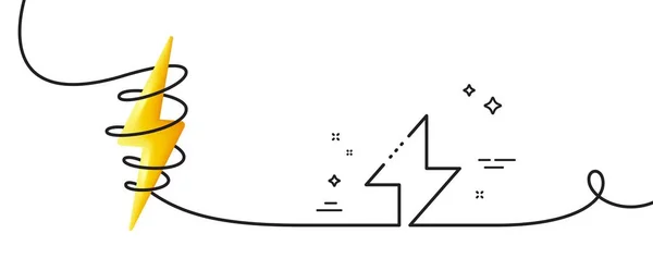 Energieleitungssymbol Kontinuierlich Eine Linie Mit Locke Blitz Zeichen Stromsymbol Energieeinseitiges — Stockvektor