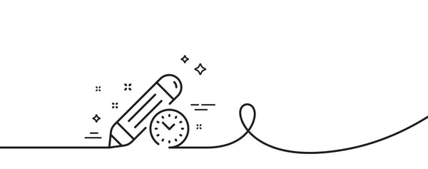 プロジェクトの締め切り線アイコン カール付きの連続1行 時間管理記号 時計のシンボル プロジェクトの締め切りシングルアウトラインリボン ループカーブパターン ベクトル — ストックベクタ