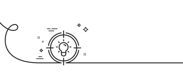 想法线图标 连续一行与卷曲 灯泡或灯在目标标志 创造力 解决方案或思考符号 想法单一的轮廓带 循环曲线模式 — 图库矢量图片
