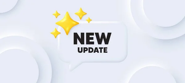 Neues Update Symbol Neumorpher Hintergrund Mit Chat Sprechblase Sonderangebotsschild Wichtige — Stockvektor