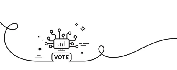 网上投票线图标 连续一行与卷曲 网络投票标志 网络选举的标志 网上投票的单一轮廓带 循环曲线模式 — 图库矢量图片