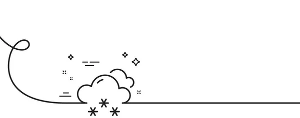 Значок Линии Прогноза Погоды Снега Непрерывная Одна Линия Кудряшками Облака — стоковый вектор