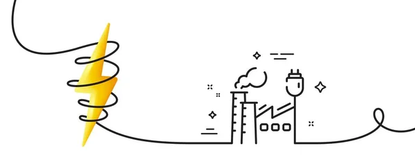 Fabryczna Ikona Ciągła Linia Lokami Znak Energetyczny Przemysłu Wytwarzanie Symbolu — Wektor stockowy