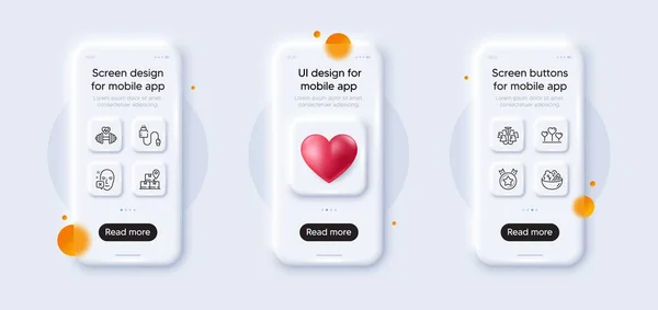 Avize Şarj Kablosu Face Çizgi Simgeleri Paketi Reddetti Kalpli Telefon — Stok Vektör