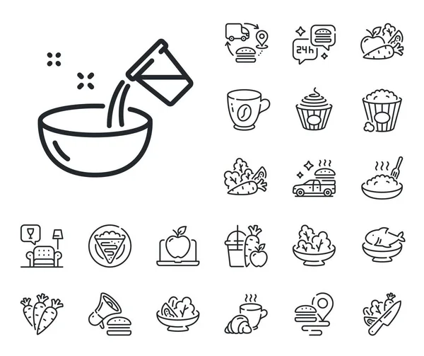 Знак Чаші Креп Солодкий Попкорн Салат Накреслюють Значки Приготування Їжі — стоковий вектор