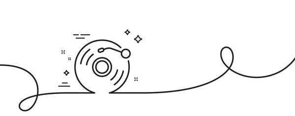 Vinyl唱片行图标 连续一行与卷曲 音乐的声音符号 音乐装置符号 乙烯基记录单轮廓色带 循环曲线模式 — 图库矢量图片