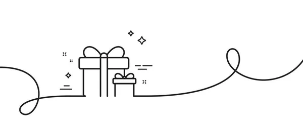 Boîte Cadeau Ligne Icône Continu Une Ligne Avec Boucle Signe — Image vectorielle
