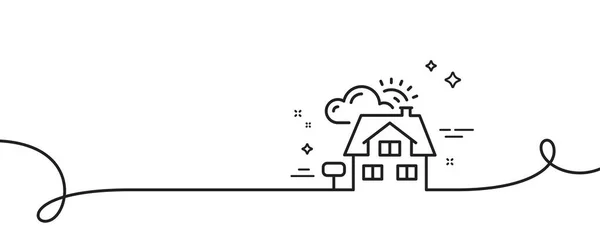 房地产线图标 连续一行与卷曲 地产代理签名 地产代理的标志 房地产经纪人单轮廓丝带 循环曲线模式 — 图库矢量图片