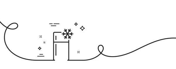 单室冰箱线图标 连续一行与卷曲 弗里奇标志 更自由的存储符号 冰箱单轮廓带 循环曲线模式 — 图库矢量图片