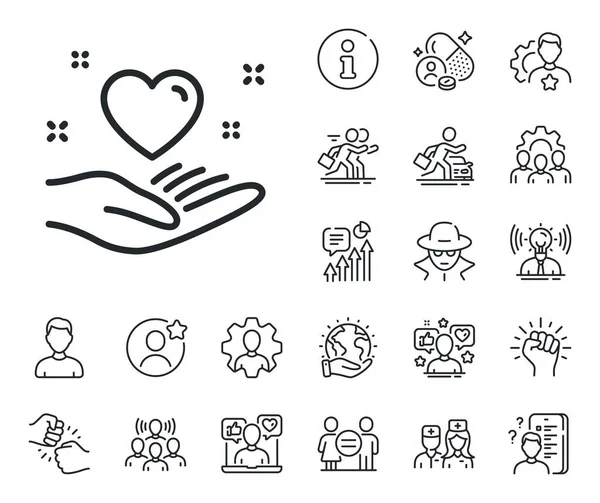 Friends Love Sign Specialist Doctor Job Competition Outline Icons Hold — Stock Vector