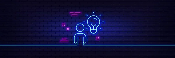 Neon Light Glow Effect Business Idea Line Icon Human Lightbulb — Stock Vector
