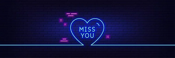Neonlichteffekt Miss Sie Linie Symbol Herzensanliegen Valentinstag Liebessymbol Linie Neon — Stockvektor