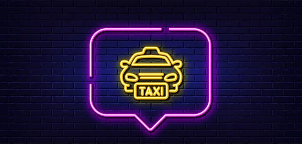 Neonowa Bańka Mowy Ikona Taksówki Kabina Znak Transportu Publicznego Przenieść — Wektor stockowy