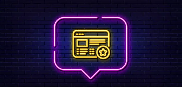 Neon Light Speech Bubble Star Line Icon Feedback Rating Sign — Stock Vector