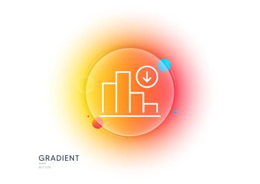 Grafik çizgisi simgesi azalıyor. Gradyan bulanıklık düğmesi ve cam morfizmi. Sütun çizelgesi işareti. Kriz diyagramı sembolü. Şeffaf cam tasarımı. Grafik çizgisi simgesi azalıyor. Vektör